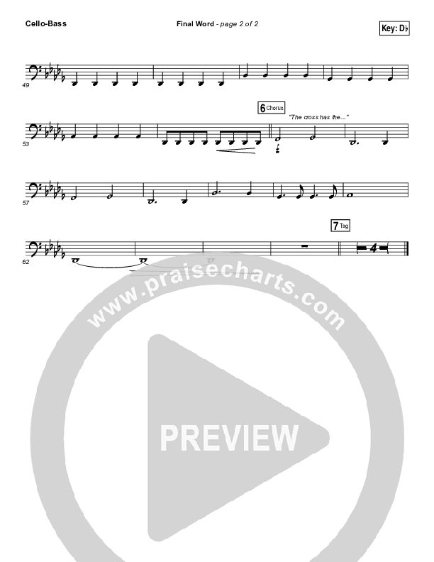 The Cross Has The Final Word Cello/Bass (Wells)