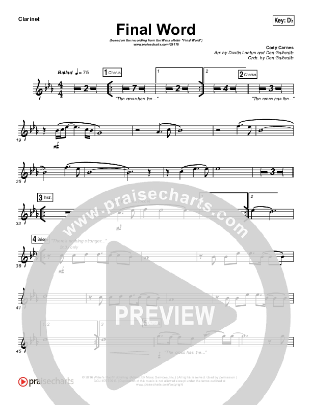 The Cross Has The Final Word Clarinet (Wells)