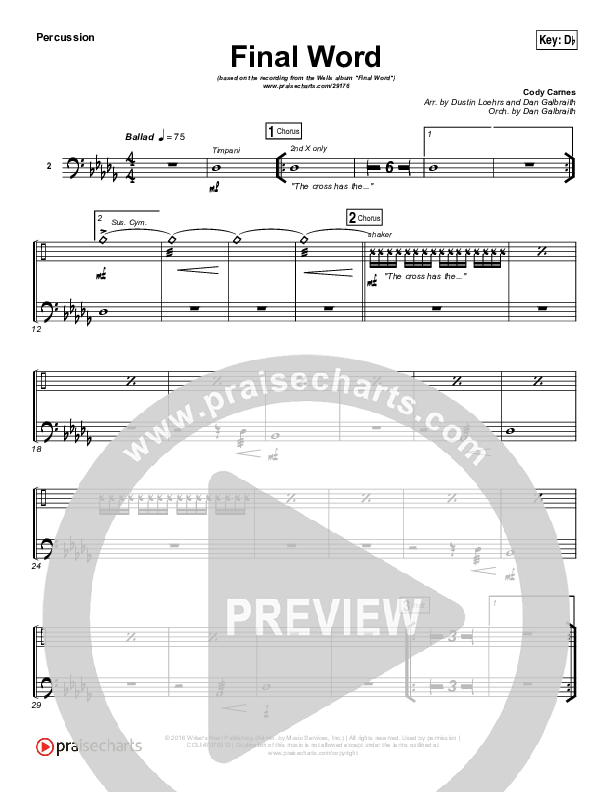 The Cross Has The Final Word Percussion (Wells)