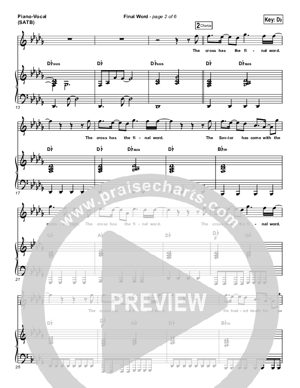 The Cross Has The Final Word Piano/Vocal (SATB) (Wells)