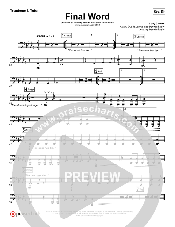 The Cross Has The Final Word Trombone 3/Tuba (Wells)