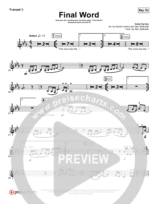 The Cross Has The Final Word Trumpet 3 (Wells)