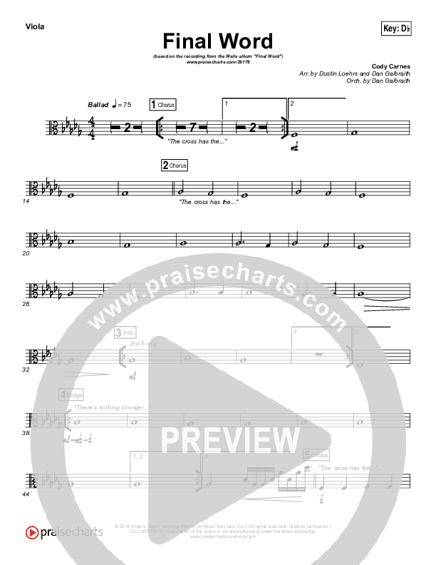 The Cross Has The Final Word Viola (Wells)