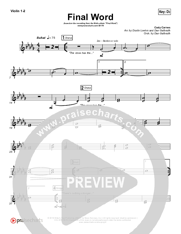 The Cross Has The Final Word Violin 1/2 (Wells)