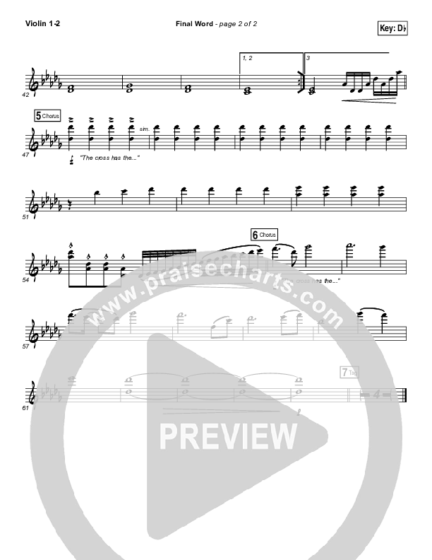 The Cross Has The Final Word Violin 1/2 (Wells)