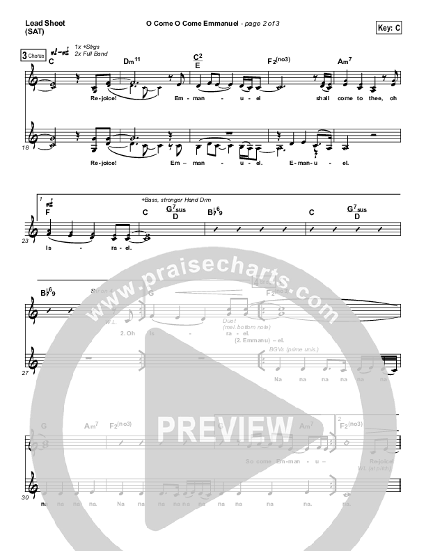 O Come O Come Emmanuel Lead Sheet (SAT) (33 Miles)