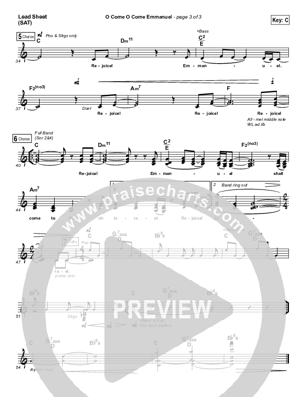 O Come O Come Emmanuel Lead Sheet (SAT) (33 Miles)