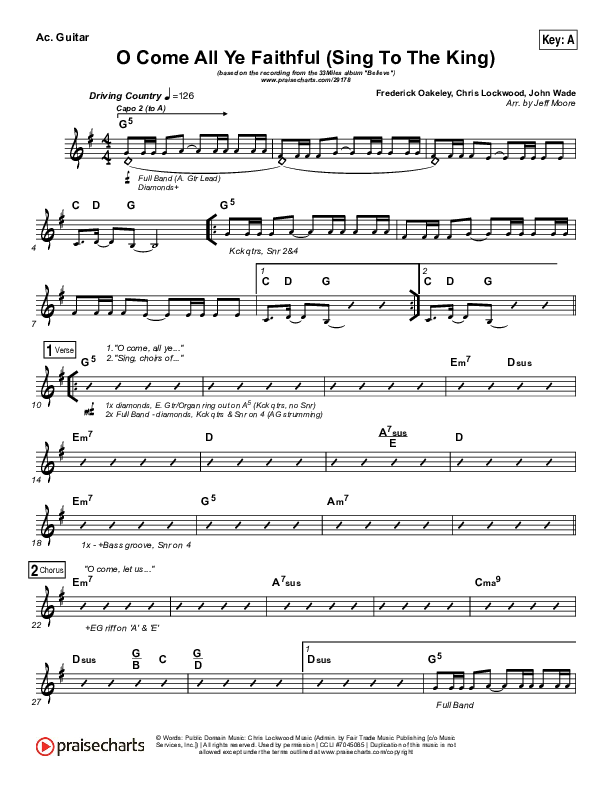 O Come All Ye Faithful (Sing To The King) Acoustic Guitar (33 Miles)