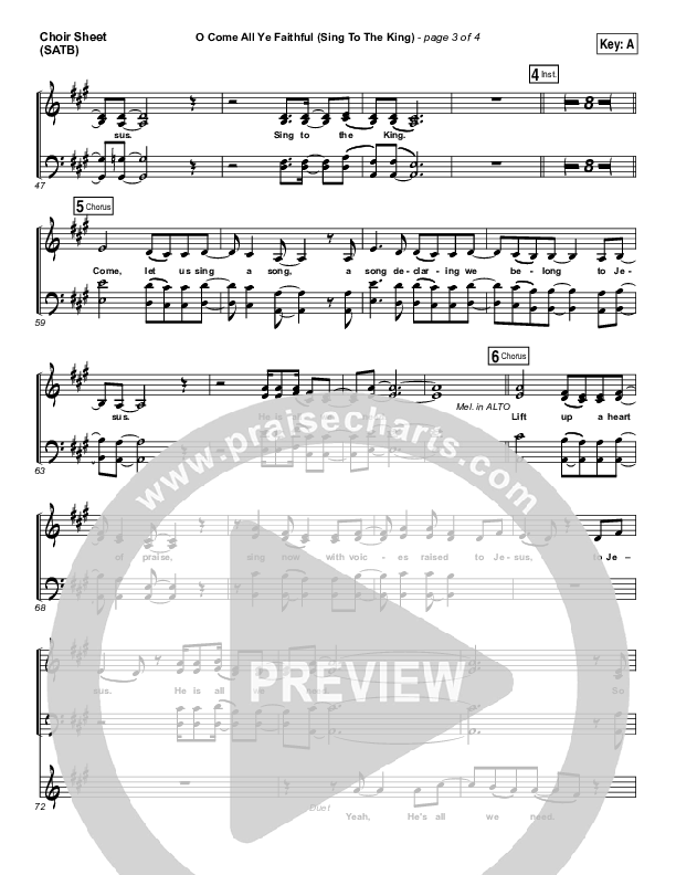 O Come All Ye Faithful (Sing To The King) Choir Sheet (SATB) (33 Miles)