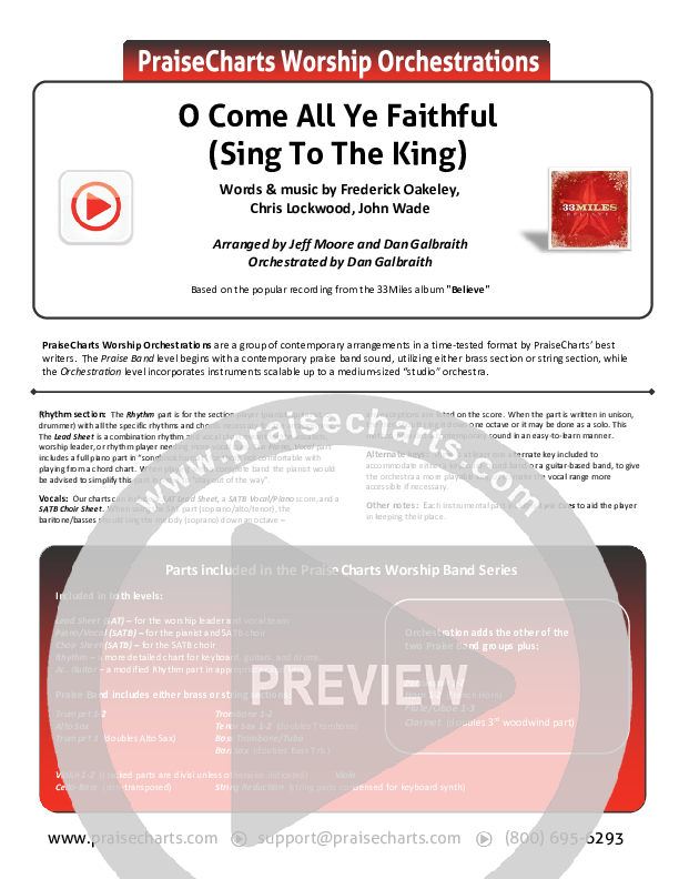 O Come All Ye Faithful (Sing To The King) Orchestration (33 Miles)