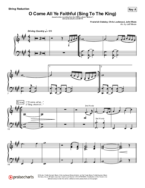 O Come All Ye Faithful (Sing To The King) String Pack (33 Miles)