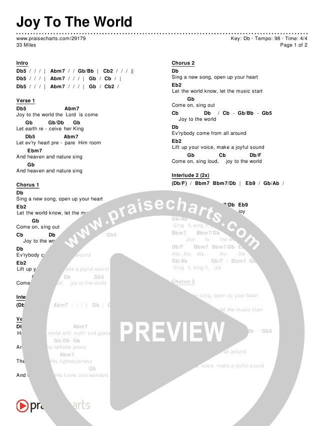 Joy To The World Chords & Lyrics (33 Miles)