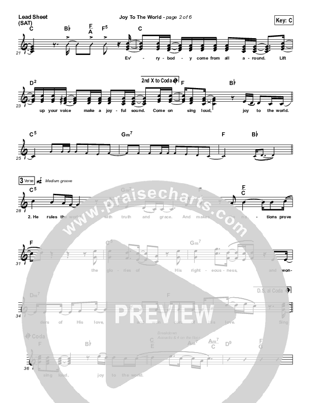 Joy To The World Lead Sheet (SAT) (33 Miles)