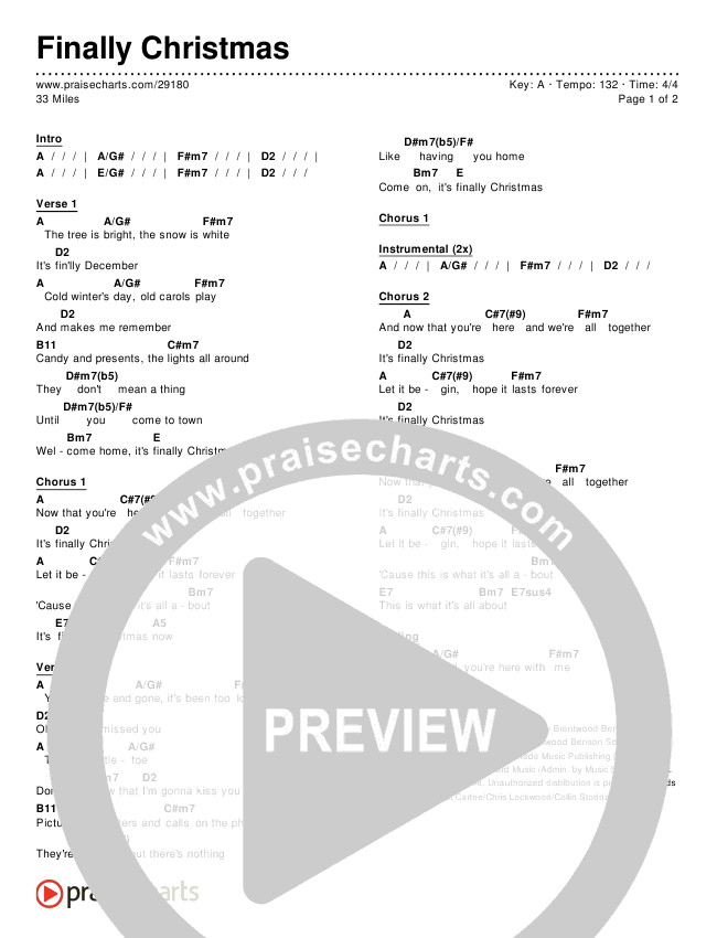 Finally Christmas Chords & Lyrics (33 Miles)