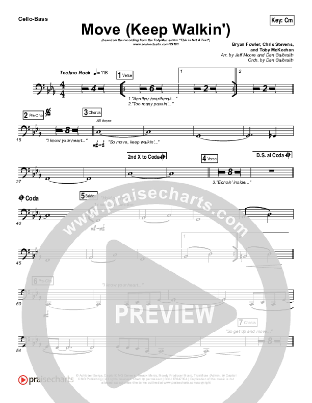 Move (Keep Walkin) Cello/Bass (TobyMac)