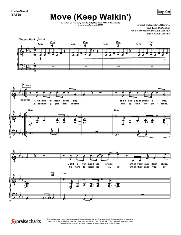 Move (Keep Walkin) Piano/Vocal (SATB) (TobyMac)