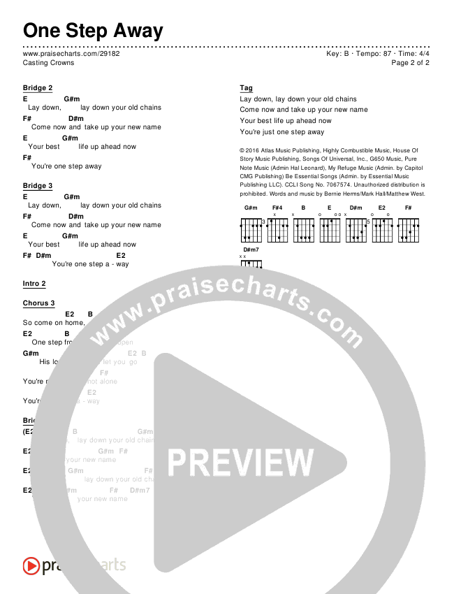 One Step Away Chords & Lyrics (Casting Crowns)