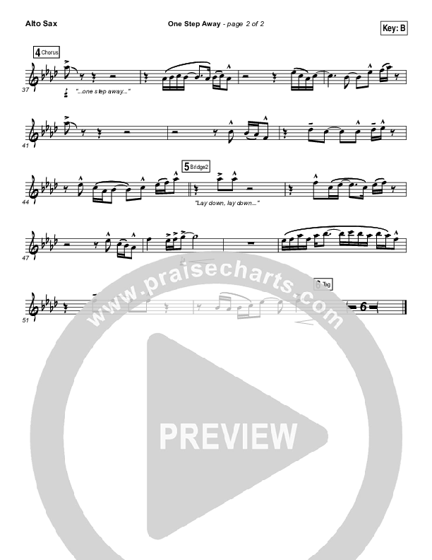 One Step Away Alto Sax (Casting Crowns)