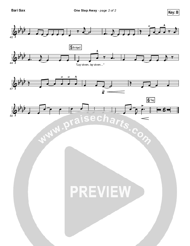 One Step Away Bari Sax (Casting Crowns)