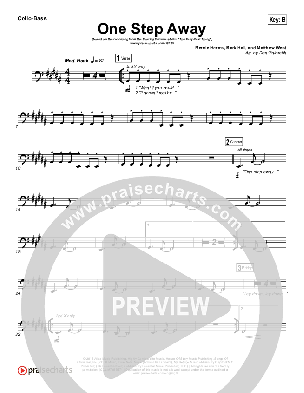One Step Away Cello/Bass (Casting Crowns)