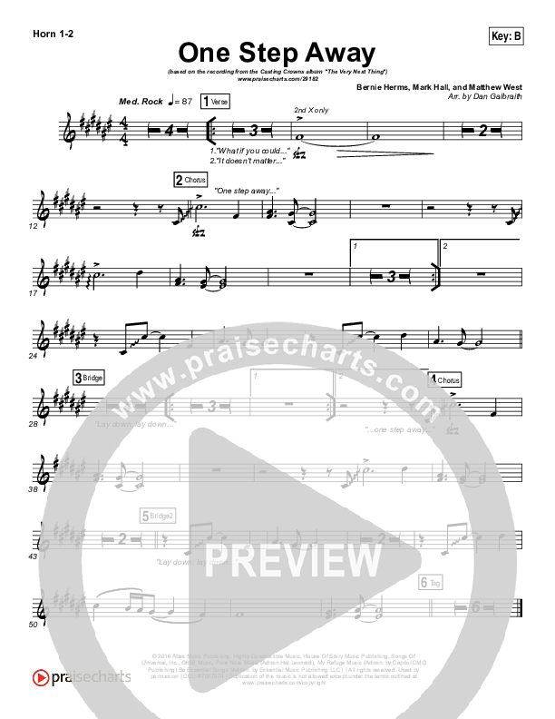 One Step Away French Horn 1/2 (Casting Crowns)