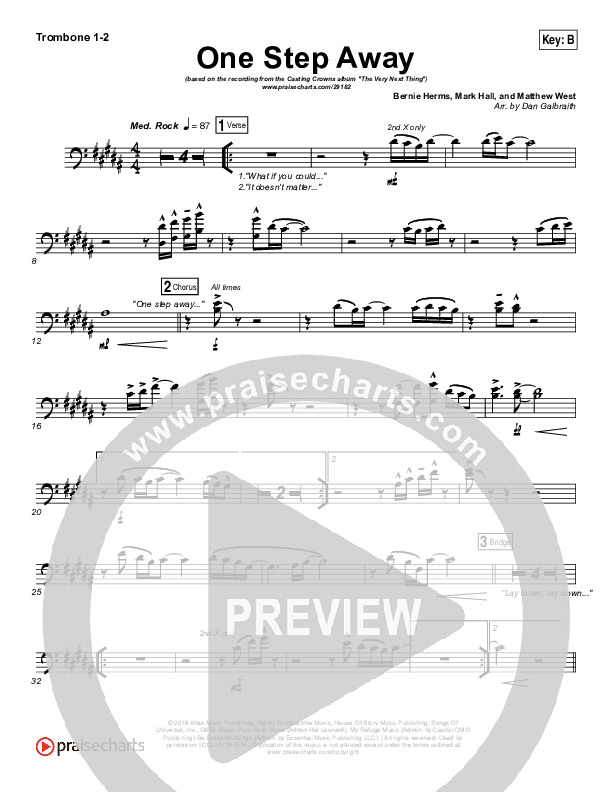 One Step Away Trombone 1/2 (Casting Crowns)