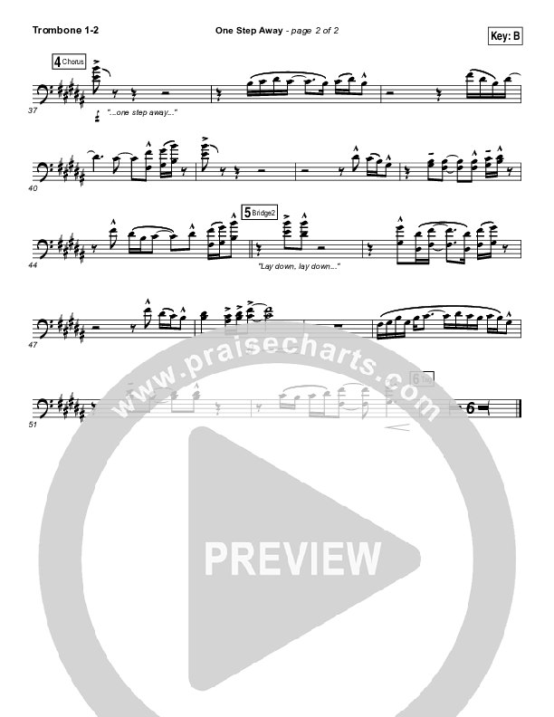 One Step Away Trombone 1/2 (Casting Crowns)