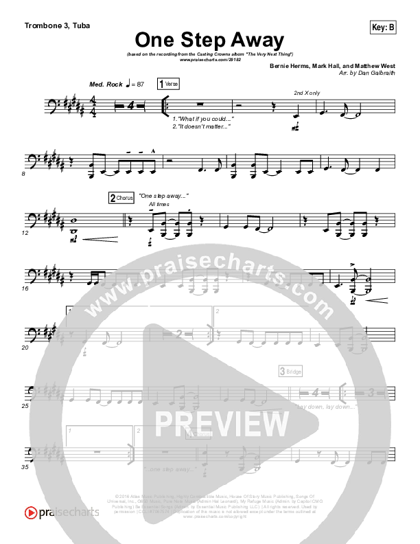 One Step Away Trombone 3/Tuba (Casting Crowns)