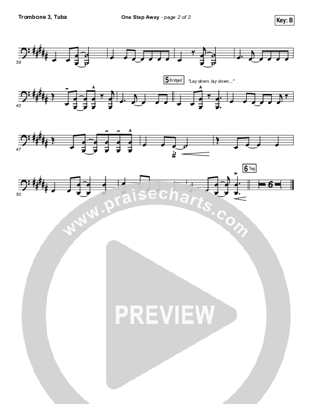One Step Away Trombone 3/Tuba (Casting Crowns)