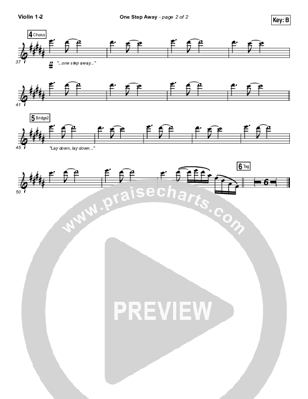 One Step Away Violin 1/2 (Casting Crowns)