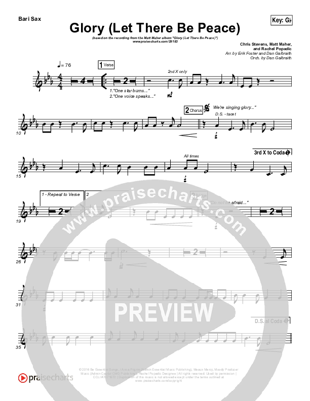 Glory (Let There Be Peace) Bari Sax (Matt Maher)