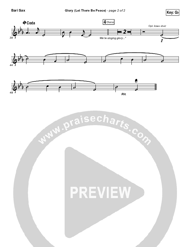 Glory (Let There Be Peace) Bari Sax (Matt Maher)
