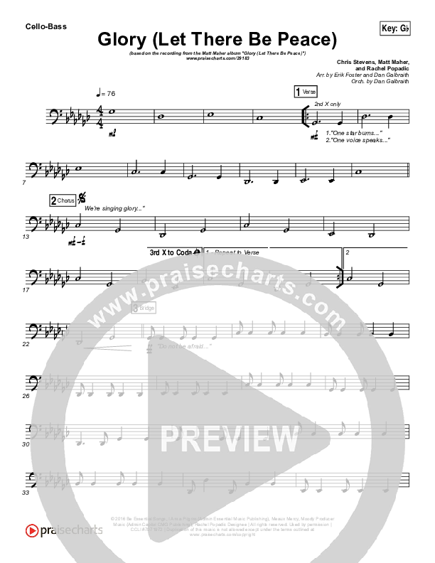 Glory (Let There Be Peace) Cello/Bass (Matt Maher)