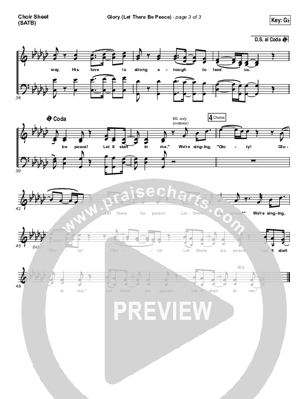Glory (Let There Be Peace) Choir Sheet (SATB) (Matt Maher)