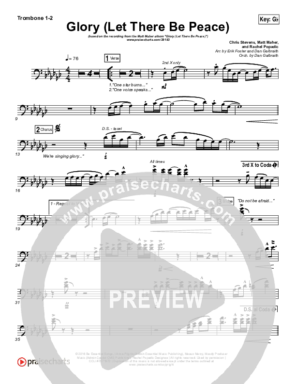 Glory (Let There Be Peace) Trombone 1/2 (Matt Maher)