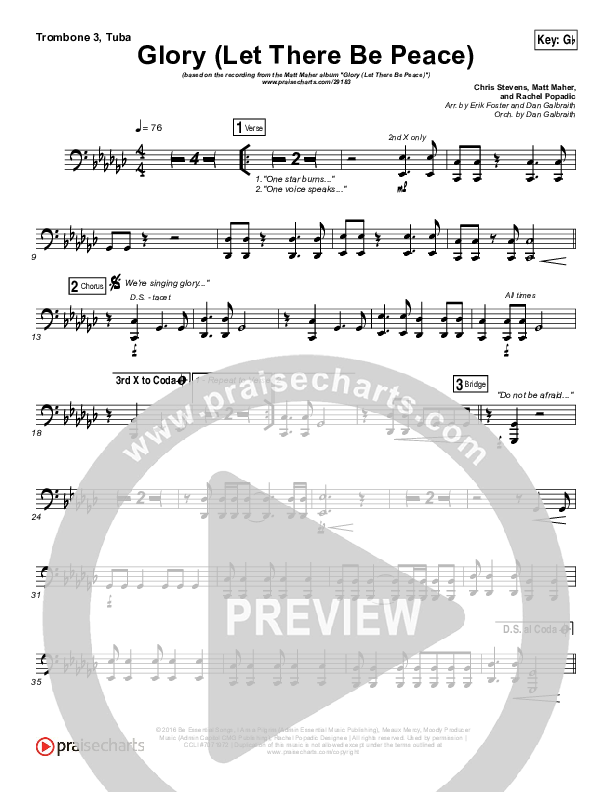 Glory (Let There Be Peace) Trombone 3/Tuba (Matt Maher)