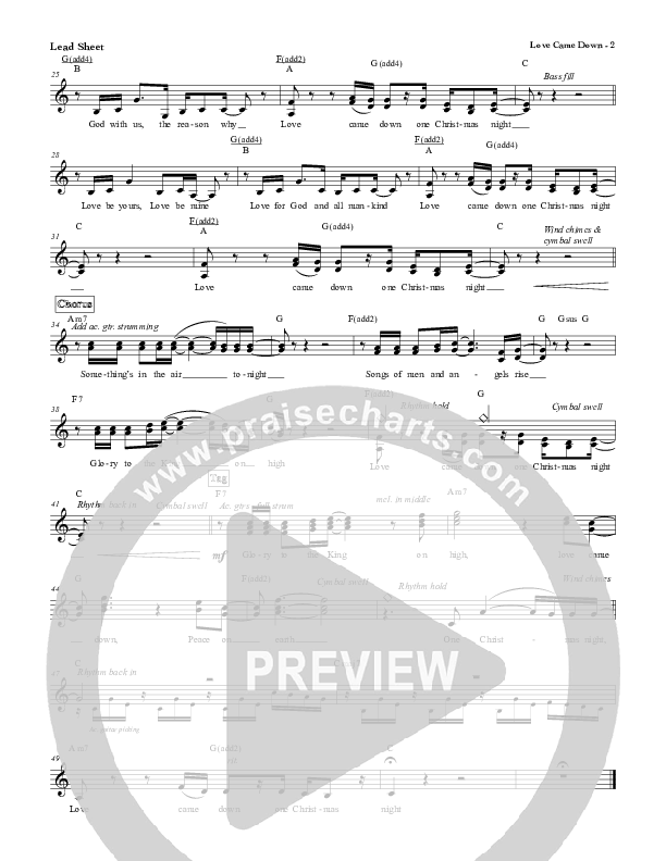 Love Came Down (One Christmas Night) Lead Sheet (Red Tie Music)