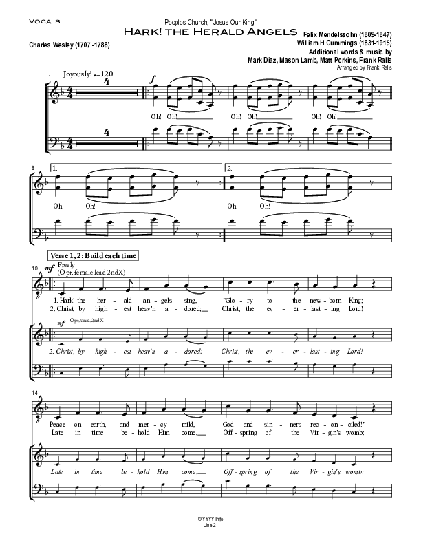 Hark The Herald Angels Sing Choir Sheet (SATB) (Peoples Church Worship)