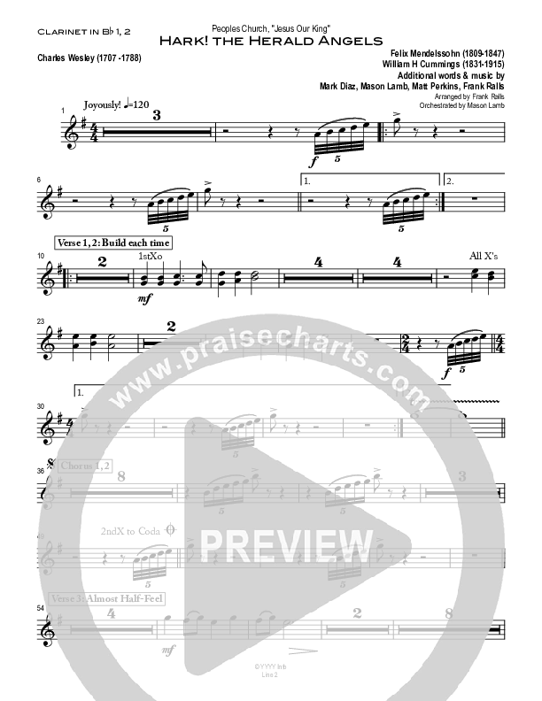 Hark The Herald Angels Sing Clarinet 1/2 (Peoples Church Worship)
