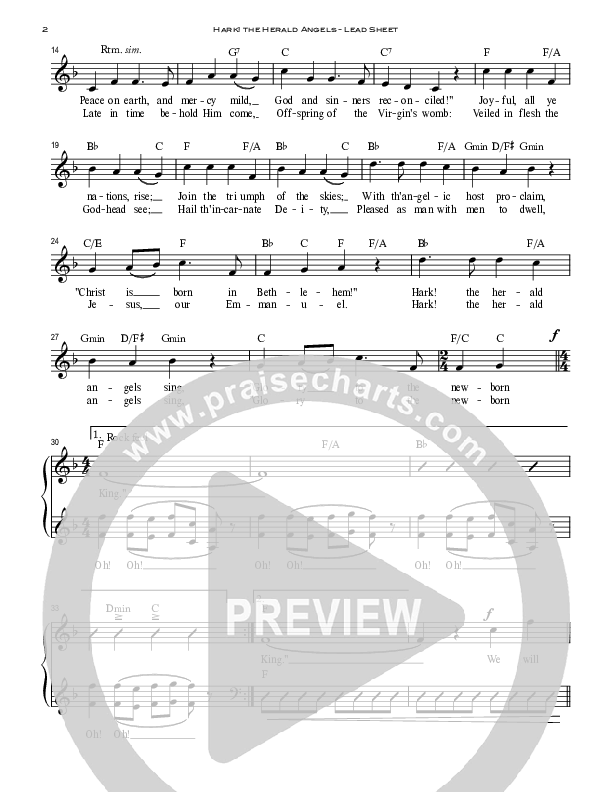 Hark The Herald Angels Sing Lead Sheet (Peoples Church Worship)