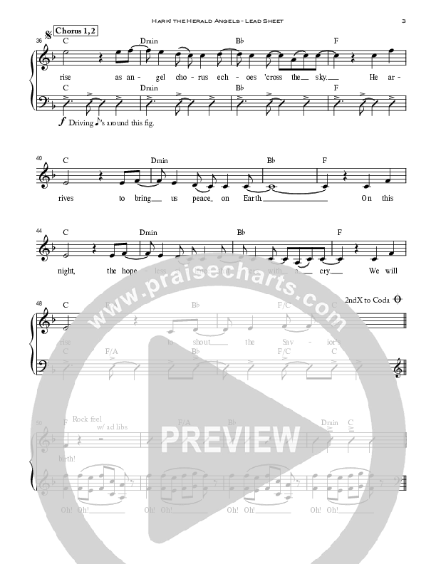 Hark The Herald Angels Sing Lead Sheet (Peoples Church Worship)