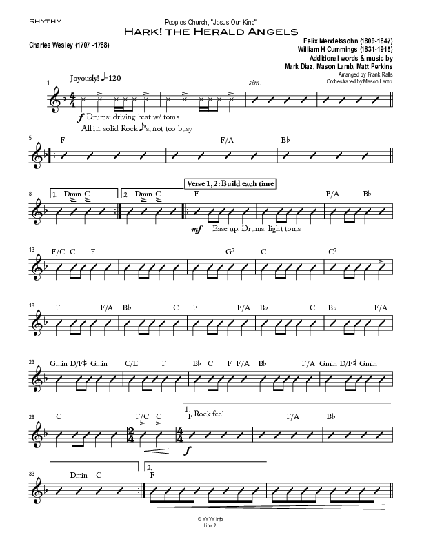 Hark The Herald Angels Sing Rhythm Chart (Peoples Church Worship)