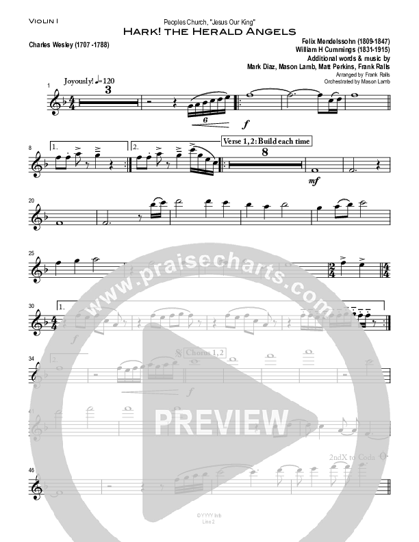 Hark The Herald Angels Sing Violin 1 (Peoples Church Worship)