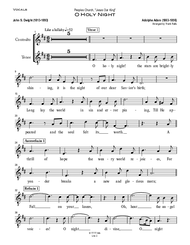 O Holy Night Choir Sheet (SATB) (Peoples Church Worship)