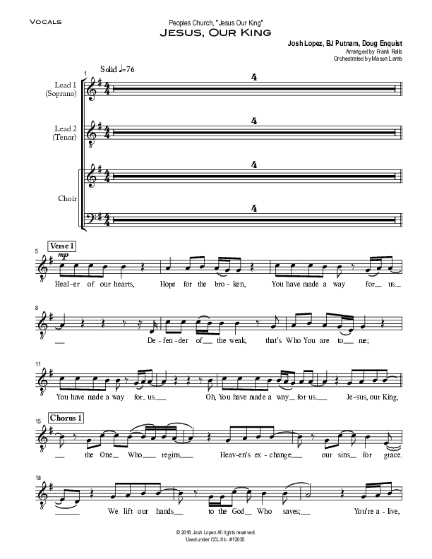 Jesus Our King Choir Sheet (SATB) (Peoples Church Worship)
