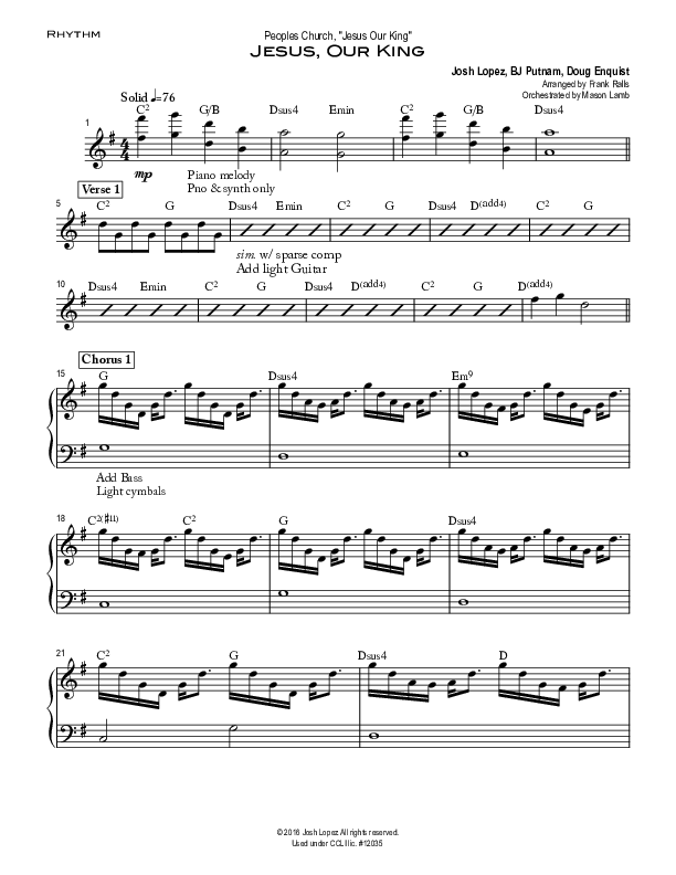 Jesus Our King Rhythm Chart (Peoples Church Worship)