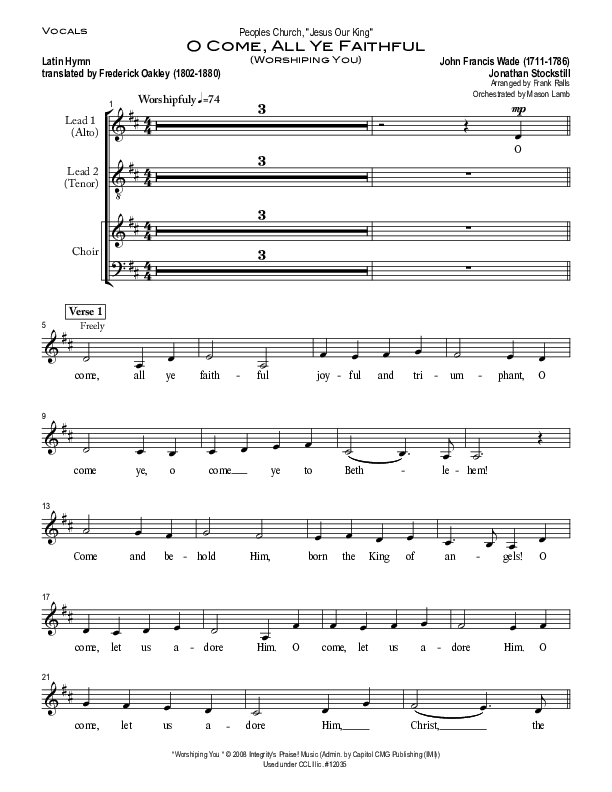 O Come All Ye Faithful (Worshiping You) Choir Sheet (SATB) (Peoples Church Worship)
