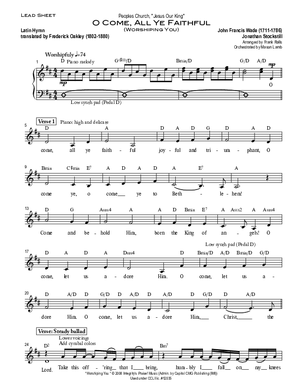 O Come All Ye Faithful (Worshiping You) Lead (SAT) (Peoples Church Worship)