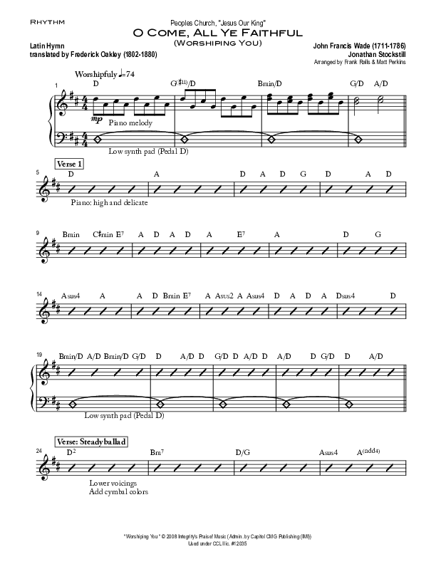 O Come All Ye Faithful (Worshiping You) Rhythm Chart (Peoples Church Worship)