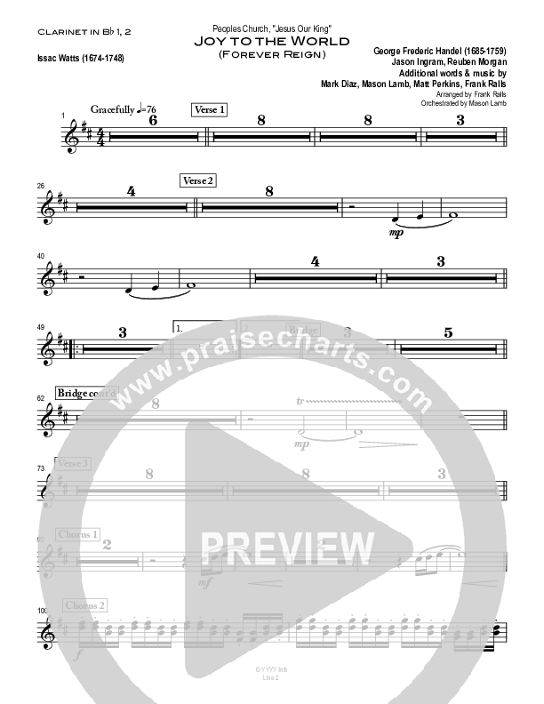 Joy To The World (with Forever Reign) Clarinet 1/2 (Peoples Church Worship)